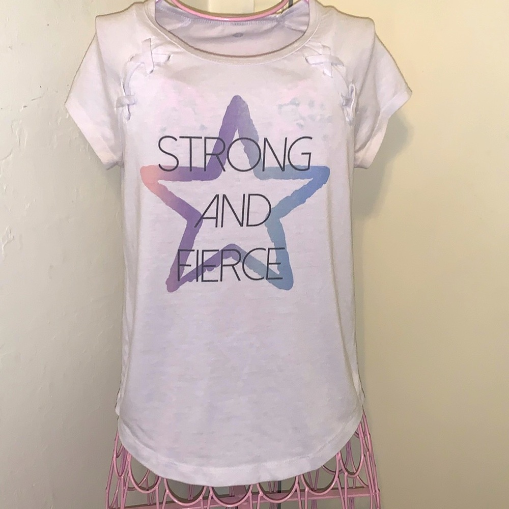 -Kids Girls Danskin S/S "Strong and Fierce" Shirt #GS1088 No Size tag